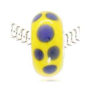BRICOLAGE Charme Bracelet <span class=keywords><strong>gros</strong></span> trou jaune bleu Murano Verre <span class=keywords><strong>Perles</strong></span> Au Chalumeau - Product Image 2