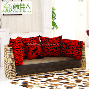 نصف دائرة عشب الماء الطبيعية الروطان الجلود جولة سرير أريكة - Product Image 2