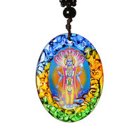 Collier pendentif personnalisé en cristal de verre coloré avec strass, représentant le dieu hindou indien Shiva, pour la Pooja et la décoration intérieure
