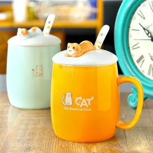 Caneca de café em porcelana para chá e leite, caneca de cerâmica criativa 3D estilo gato fofo desenho animado novo de fábrica na China