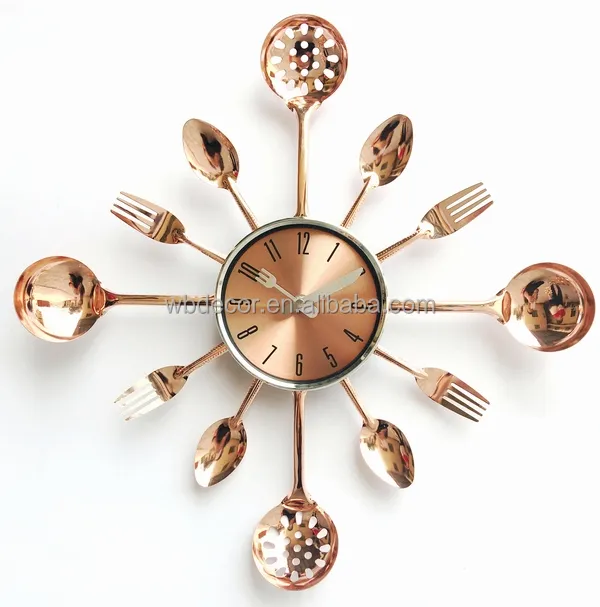 주방 및 홈 장식에 대 한 현대 금속 라운드 칼 붙이 주방 벽 시계 포크 숟가락 장식 벽 시계 판매