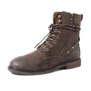 Aangepaste Hoge Kwaliteit Heren Leisure Western Lace Up Casual Mannen Lederen Schoenen Laarzen