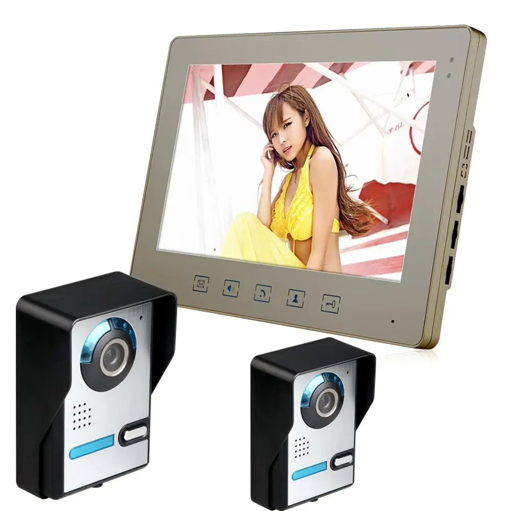 10'' color hands free home video door phone with 2 cameras