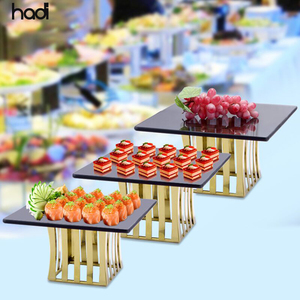 China hadi catering restaurante decoraciones dorado soportes de exhibición de alimentos elevador de lujo hadi buffet <span class=keywords><strong>riser</strong></span> inoxidable - Product Image 6