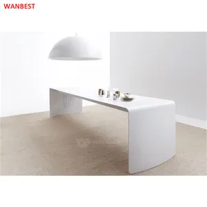 customized white artificial marble dining table modern design Luxury style restaurant dining table
