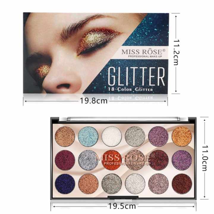 Wholesale MISS ROSE Cosmetics 18 Colors Glitter Eyeshadow