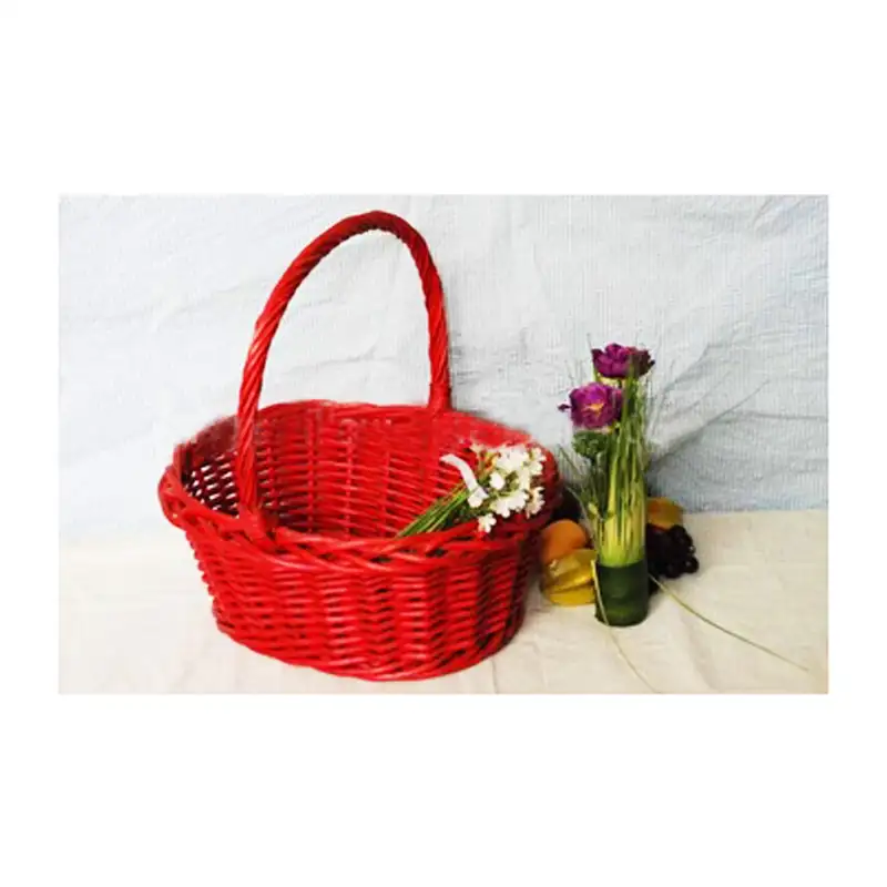 handmade red color easter egg basket decorative wicker easter basket flower basket with handle