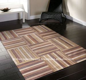 Alfombra de retazos de cuero teñido sueco de piel de vaca hecha a mano, tamaño personalizado y de gran tamaño, posible, hecha en India, alfombras y juegos - Product Image 4