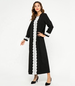 2019 nuovi disegni maniche lunghe moda Dubai Foular pizzo <span class=keywords><strong>nero</strong></span> musulmano abito <span class=keywords><strong>Abaya</strong></span> - Product Image 4