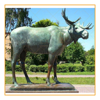 Vente en gros Grande statue extérieure en bronze de cerf wapiti Figurine de sculpture d'art animalier chasseur