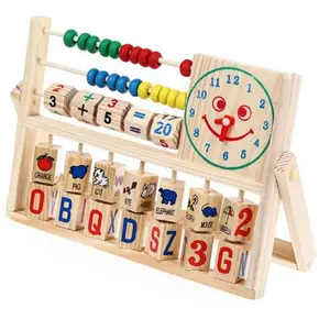 Giocattolo del bambino di Colore volto sorridente di Legno Montessori calcolo orologio Educazione della Prima Infanzia In Età Prescolare Formazione Giocattoli Per Bambini