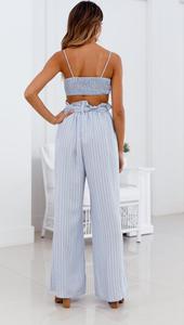 <span class=keywords><strong>Pantaloni</strong></span> corti da donna <span class=keywords><strong>a</strong></span> <span class=keywords><strong>righe</strong></span> <span class=keywords><strong>a</strong></span> gamba larga Casual con tasche elastiche in vita Top e <span class=keywords><strong>pantaloni</strong></span> Set di due pezzi