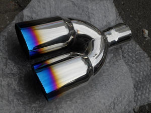 Blue Flame Series Driver Side escalonados oval borde enrollado el angulo de corte punta de escape de doble pared - Product Image 4