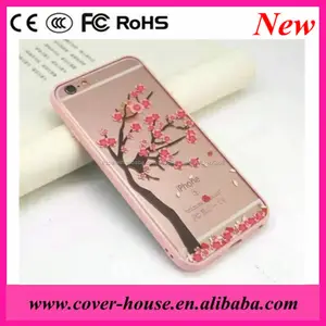 Diseño personalizado cherry blossom impreso tpu caja de la pc para apple iphone 6 6 s