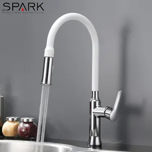 Kaiping supplier white color round pull down kitchen tap
