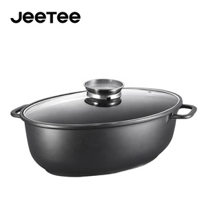 Rôtissoire ovale à rôtissoire multiple, couvercle en acier inoxydable 800 avec couvercle, ustensiles de cuisson, revêtement antiadhésif, aluminium moulé sous pression - Product Image 1