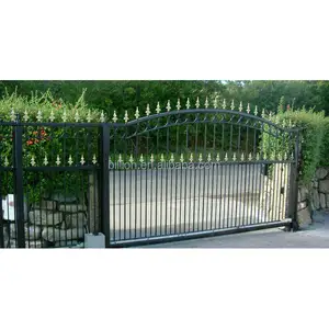 Mão personalizada forjado ornamental ferro forjado metal barato entrada deslizante portão projetos para jardim