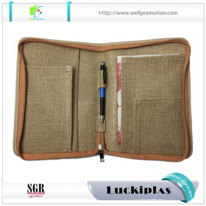 Logotipo personalizado cierre con cremallera portatarjetas de la cartera de lino para hombres - Product Image 1