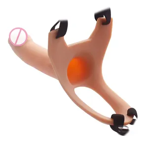 Vibrador para extensão de pênis de silicone, brinquedo sexual, manga oca, cinta para homem, 2018
