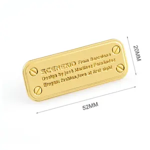 包五金定制金属铭牌，带4个装饰螺钉，手提包用金色金属标签标志