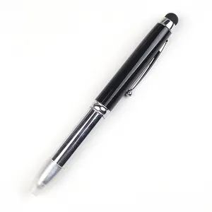 Promotional 3 in 1 led torch light pen with stylus light tip ball pen