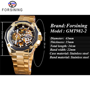 FORSINING-reloj mecánico automático para hombre, con diseño 3D real, esfera dorada, WINNER, 119 - Product Image 4