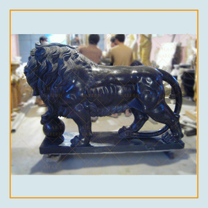 Statue de lion de <span class=keywords><strong>marche</strong></span> sculptée en <span class=keywords><strong>marbre</strong></span> noir décorée d'une grande porte d'entrée extérieure à vendre - Product Image 6