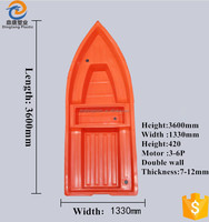 Bateau de pêche en plastique portatif, bateau en plastique à fond plat, bateau à double paroi, de 3M
