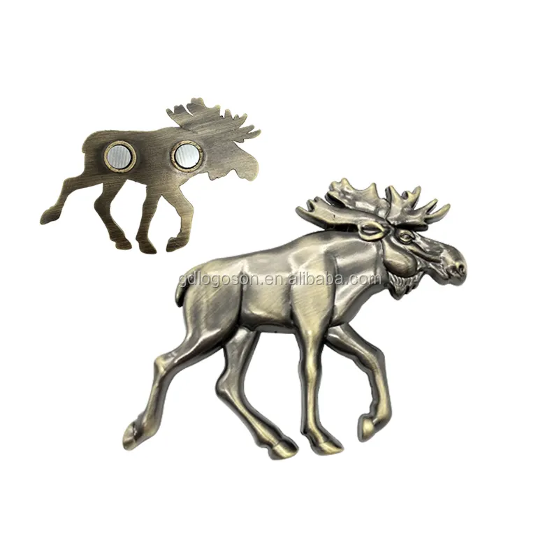 Aimants de réfrigérateur en forme d'animaux, 3D, en métal, personnalisés, Antique, en forme de wapiti, nouveau, usine