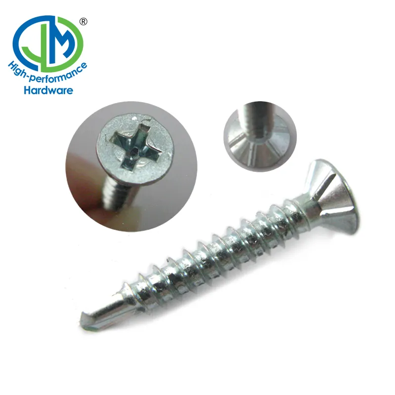 Countersunk head phillips slotted self drilling screw with six ribs