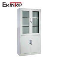 Ekintop Petit meuble coulissant pour ranger les couettes, les bandes dessinées, avec serrure, casier, armoire en verre