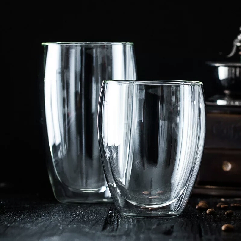 Heat resistant borosilicate double wall glass cups mug