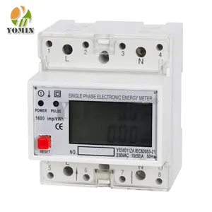 Single phase 2 wire din rail electronic kwh energy meter with reset button