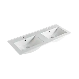 Thin edge dual basin rectangular wash basin ceramic double basin bathroom KD9120BB/KD9120EE