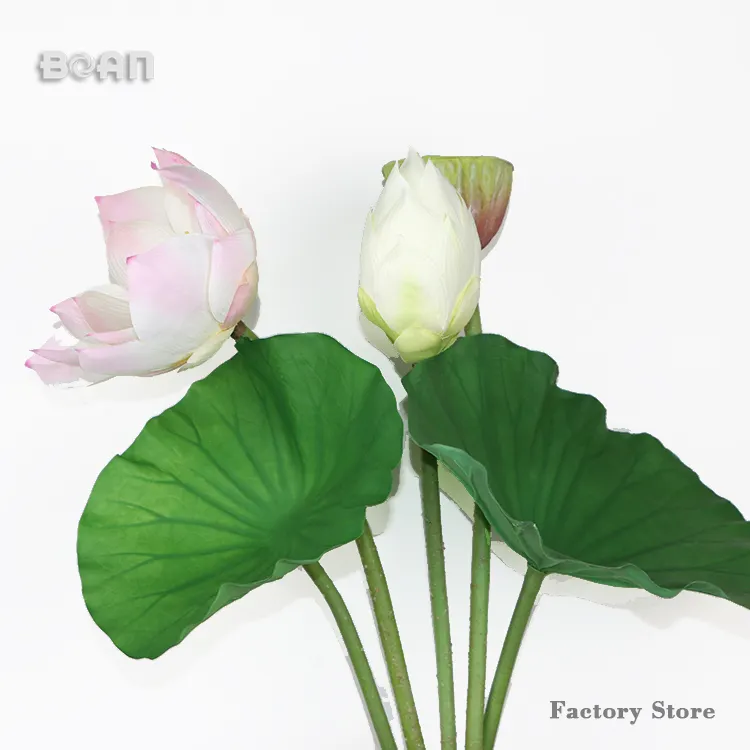 Toque Real de látex suave de loto Artificial de agua Lily flores flotantes