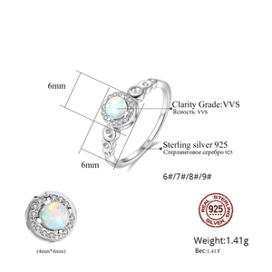 CZCITY <strong>Opal</strong> Engagement Wedding <strong>Ring</strong> 925 Silver Tiny CZ Around Round Rhodium Real <strong>Gold</strong> Plate Women <strong>Rings</strong> - Product Image 2