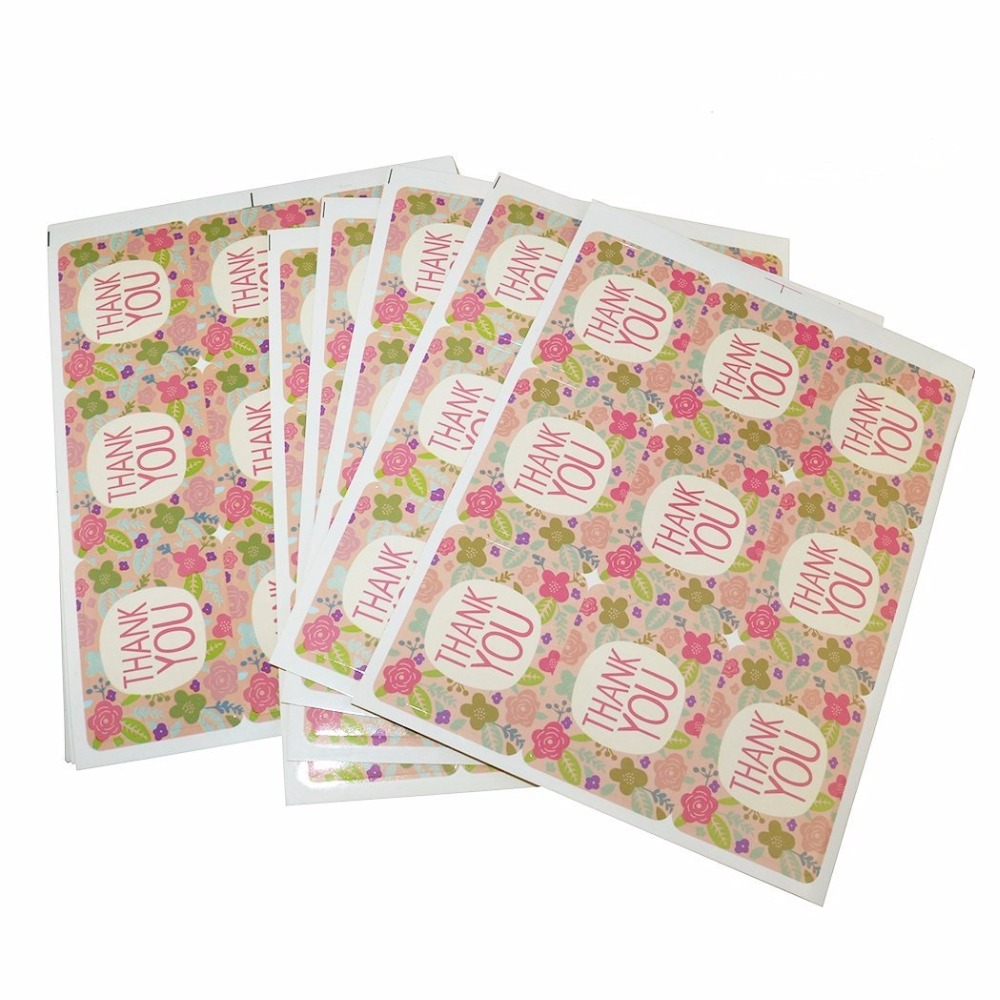 9pcs Thank You Sticker Sheet Gift Seal Sticker Packaging Label Sticker