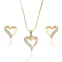 63547 Xuping conjuntos de joyas chapados en oro de 14k, conjunto de pendientes con forma de corazón, joyería de Oro brasileño de diamante