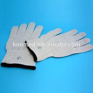 Electroterápia fibra plateada electrodo conductivo guantes masaje para terápia de artritis