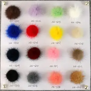 Pompom Bulu Mink Kualitas Tinggi Kustom Warna-warni Campur Warna 3Cm 4Cm 5Cm Bulu Kecil Pom Pom untuk Perhiasan