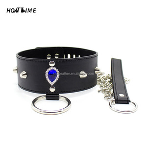 Toptan siyah deri erkek esaret dişli kilitleme duruş yaka yetişkin BDSM seks oyuncakları toplu - Product Image 4