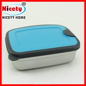 16cm lonchera de acero inoxidable 410 con tapa azul <span class=keywords><strong>para</strong></span> guardar la comida - Product Image 1