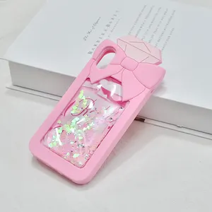 Líquido bowknot diseño 3D silicona móvil blando accesorios Shell para iPhone 8 7 6 más x caso teléfono cubierta