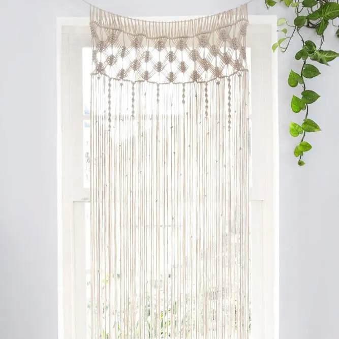 Macrame cortina de parede pendurada, decoração de casa boho casamento