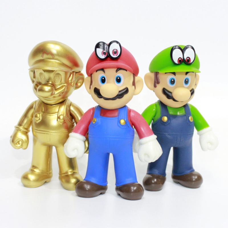 (2019 Новинка) ПВХ фигурка игры Марио, фигурка золотого Марио, игрушечная фигурка SHF Марио с глазами для украшения торта