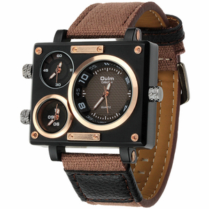 Orologio da <span class=keywords><strong>uomo</strong></span> Oulm 3595 con cinturino in nylon, tre fusi orari, orologio al quarzo unico, orologio da polso sportivo casual da <span class=keywords><strong>uomo</strong></span> per esterni, Relogio Masculino - Product Image 5