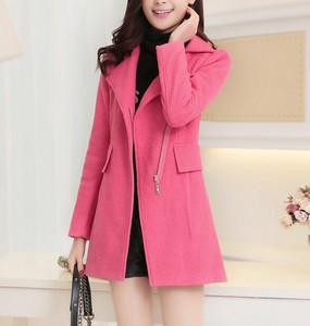 EY0234A <span class=keywords><strong>Cappotto</strong></span> da Donna <span class=keywords><strong>Turco</strong></span> alla Moda con Zip Frontale, Maniche Lunghe in Pelle e Risvolto - Product Image 2