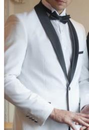 Custom Made <span class=keywords><strong>Bianco</strong></span> Nero degli uomini di Cerimonia Nuziale/Partito Abiti Smoking Dello Sposo Abiti Formali <span class=keywords><strong>Blazer</strong></span> da <span class=keywords><strong>Uomo</strong></span> - Product Image 4