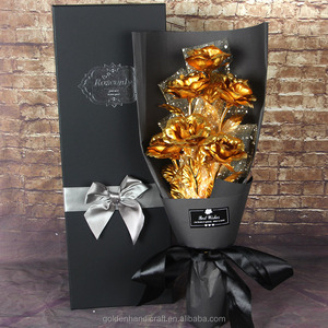 Commercio all'ingrosso Regalo di Giorno di san valentino Del Fiore 24K <span class=keywords><strong>Oro</strong></span> Rosa <span class=keywords><strong>Bouquet</strong></span> di Fiori - Product Image 6