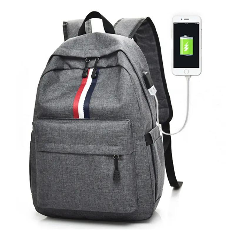 KID Waterproof Canvas Large Capacity Student 15.6 Computer Laptop Backpack Bag with USB Charging Port For Travel